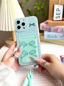 Suitable for Samsung Galaxy S24 plus S23 ultra S23 fe S22 ultra S21 fe MagSafe cute transparent bow card case phone case with hanging rope new style