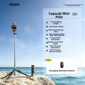 RTAKO | Travel Stabilizer Phone Selfie Stick Tripod Shakeproof