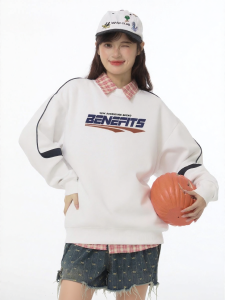 Gbiaior | White Retro American Style Loose Ladies Sweatshirt