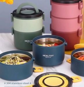 304 Stainless Steel Multi-Layer Insulated Lunch Box Womens Bento Box OfficeWorker Students Portable Lunch Insulation Bu