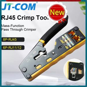 JT-COM RJ45 Crimper Tool Kit for Cat6 Cat5 Cat5e  Ethernet Crimping Tool cat6 Pass Through RJ45/RJ11 8P 6P Multiple Combination Tools