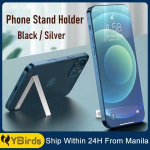 Metal Invisible Phone Stand Holder Universal Foldable Alloy Cellphone Stand Holder Self-Adhesive Vertical and Horizontal Cell Phone Kickstand for Desk Compatible with iPhone 14/13/12/11Samsung Huawei All Smartphones