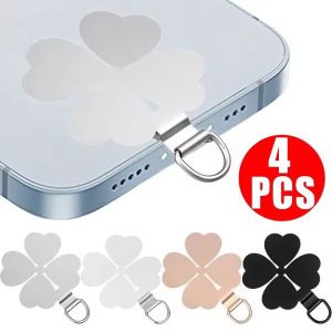 ปะเก็นเมต้าสายชาร์จมือถือ4ชิ้นสายคล้องคอป้องกันการสูญหายสายโทรศัพท์ถอดได้สายคล้องคอสายห้อยแท็บสำหรับ IPhone 15 Samsung