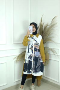 BAJU ATASAN DEWASA ALINA TUNIK CRINKLE APLIKASI SABLON SUBLIM M L XL XXL Tunik Jumbo Wanita REALPICT