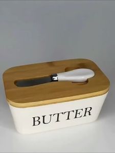 กล่องเซรามิค 600 ml พร้อม ดตัด เนย กล่องเก็บเนย 600 ml ถ้วย สุขภาพจริง มีการถ่ายทอดผ้า 600 ml