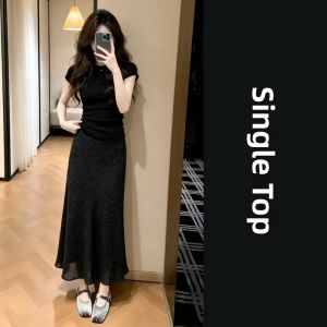 Y6Y | Stylish Korean Style Summer Black Polka Dot Dress Set