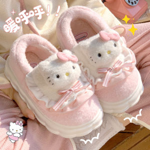 Dép Trẻ Em Hellokitty Mùa Đông 2025 Dép Cotton Đế EVA Có Gót Cho Bé Gái Dép Lười Bông Dễ Thương Cho Trẻ Em Trung Niên Và Lớn