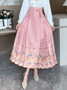 ชุดฮันฟูสีชมพูสไตล์จีนใหม่พร้อมกระโปรงยาว ชุดแต่งงานฤดูใบไม้ผลิและฤดูใบไม้ร่วงไซส์ใหญ่สำหรับใส่ไปงานปาร์ตี้