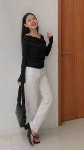 baju atasan wanita kekinian black t shirt 2025 long sleeve off shoulder crop top lengan panjang hitam korean style casual summer cute tops trendy