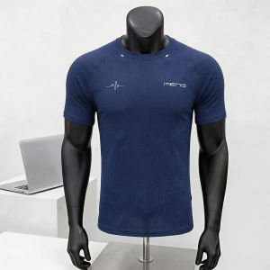 Spring And Summer Honeycomb Grid American Ice Sensitive Quick Drying Sports Print High Elasticity Slim Fit And Stylish T-shirt