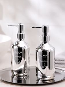 Large-capacity Refillable Silver-plated Dispenser Bottles for Shampoo Shower Gel Hand Wash Lotion and Sanitizer Bathroom