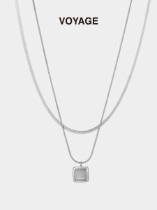 ตาแมวสองชั้น สีหิน สร้อยคอโซ่กระดูกงู ผู้หญิง เครื่องประดับแฟชั่น