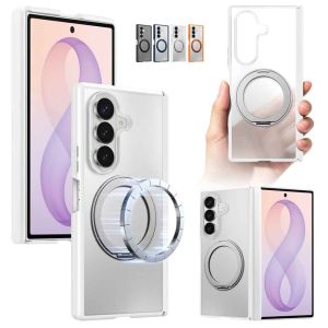 Magnetic Rotatable Ring Kickstand Phone Case For Samsung Galaxy Z Fold 8 ultra / 8 Compatible Magnetic Shockproof Hard Protective Cover Full Body Casing