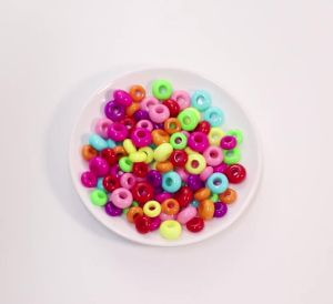 50/100 Viên Acrylic Vòng Hạt Lỗ Lớn Bàn Tính Hình Hỗn Hợp Màu Rời Miếng Đệm Hạt Cho Tự Làm Vòng Tay Móc Khóa Phụ Kiện Trang Sức
