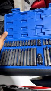 Mata Kunci L Bintang 40Pcs 10MM Bit Star Hex Spline Kit 1/2 3/8in Drive Adaptor Obeng Socket Spanner