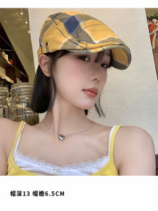 Mũ Lưỡi Trai Kẻ Caro Màu Vàng Cổ Điển Cho Nữ Mùa Xuân Hè 2025 Mũ Lưỡi Trai Mỏng Có Thể Gập Lại Thời Trang