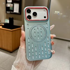 Luxury Hollow-Out Heat Dissipation Hard PC Magnetic Phone Case For iPhone Air 17 16 16E 15 14ProMax For Magsafe Shockproof Cover