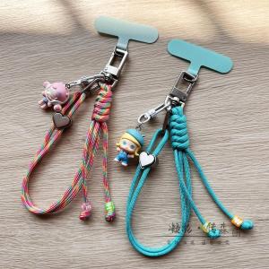 Handcrafted Short Double-Headed Mobile Phone Lanyard Bubble Monster Artistic Cartoon Nylon Alloy Keychain Anti-Loss Wrist Clip