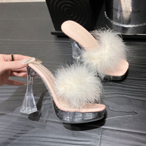 Fairy Style Ultra High Heels Waterproof Platform Outdoor Wear Crystal Sandals 12CM Block Heel PU Upgraded Summer New