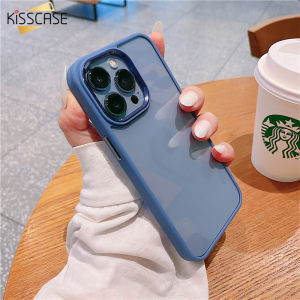 KISSCASE For iPhone15ProMax Acrylic Transparent Shockproof Phone Case Metal Lens Frame Soft Cover For Apple 15 Pro Max 15 Plus 14Pro Max 13 12 11