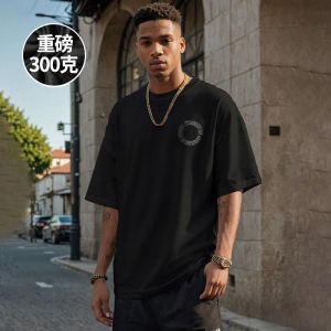 Heavyweight Pure Cotton Mens Short Sleeve T-shirt Summer New Style Letter Print Base Shirt Loose Large Size Upper Apparel