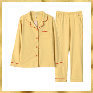 me home wear | Autumn New Pure Cotton Long Sleeve Long Pants Sleepwear Set Wearable