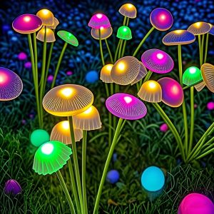Outdoor Solar Mushroom Lights LED Garden Stake Lamp Waterproof Dual Mode Jellyfish Light for Lawn Pathway Yard Holiday Decor