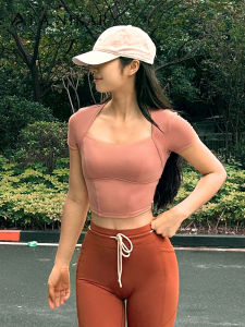 La Nikar Womens Fitness Yoga Sport Top Short Belly Button out T-shirt Breathable Quick Dry Moisture Wicking Abdomen Shaping