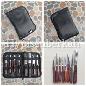 Pisau Garnish / Pisau Carving / Pisau ukir buah isi 8 plus dompet
