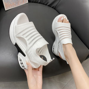 DIANCHA | Trendy Knit High Heel Sandals Chunky Sole
