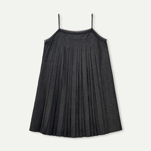 Custom Heavywork Pleated A-Line Dress with Lace Panels