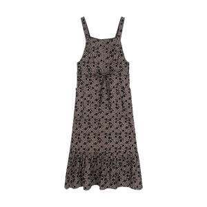 NASANYUE | Retro Floral Print Vest Strap Dress Autumn Winter Casual Comfortable Soft Polyester Nylon Composite Fiber Adjustable Waist