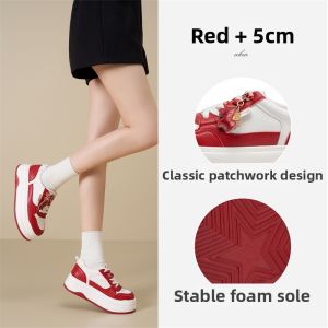 Josiny | Thick Sole Height-Increasing Red Casual Shoes