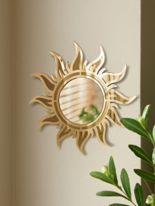 Boho Sun Shape Wall Mirror Art Decorative Mirror with Sunburst Design Acrylic Hanging Mirror for Living RoomBedroomHome & Wall