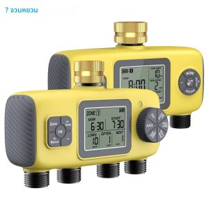 Digital Water Timer 4-Outlet Gardenชลประทานจับเวลาน้ําฝนSensingชลประทานรดน้ําระบบPrecision Timing Controller