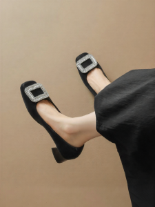 Agsdon | French Square Buckle Crystals Summer Mary Jane Shoes