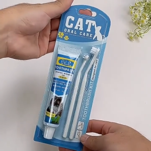 Bioline pet toothbrush and toothpaste set vanilla taste cleaning supplies cat toothbrush and cat toothpaste set