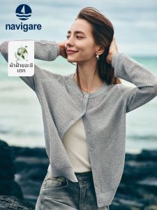Navigare | Grey Lacy Hollow-out Sweater for Autumn Old Money Style