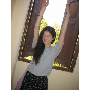 Light Blue Short Sleeve Fitted Knit Top