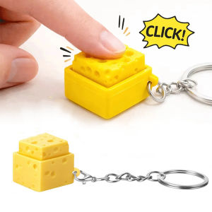 1/2/3Pcs Cheese KeyChain Keyboard Stress Relief Fidget Button Cheese Keycap Fidget Clicker Keyboard Pendant Finger Party Gifts