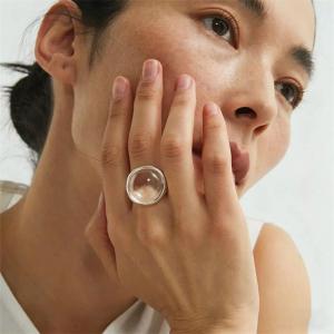 Nhẫn Trong Suốt Pha Lê Thanh Lịch Có Thể Điều Chỉnh Dành Cho Nữ Trang Sức Thời Trang Hợp Xu Hướng Quà Tặng Nhẫn Cocktail Hình Học Dành Cho Tiệc Tùng