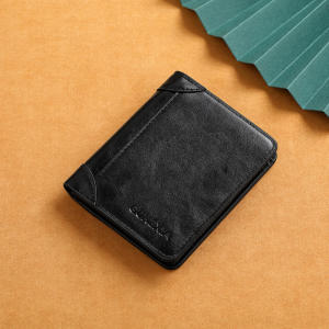 PU Leather RFID Wallet Men Slim Vertical Wallets Black Thin Short ID Credit Card Holder Minimalist Mens Brown Money Bag