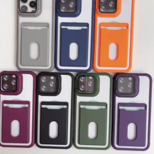 For iPhone 18 17 16 15 14 13 12 11 Pro Max Lens Fold Stand Holder Shockproof Cover Luxury Slot Card Holder Wallet Clear Case