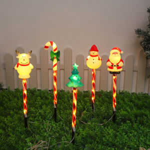 5pcs/set Solar-Powered Christmas Men Lawn Lights For Garden Tree Outdoor LED Yard Lights Xmas Lamps Decor New Lights 605