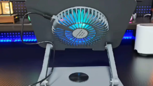 RGB Light Laptop Stand 360° Adjustment With Fan Color Lighting Effect Carbon Steel Laptop Stand Laptop Cooler Laptop