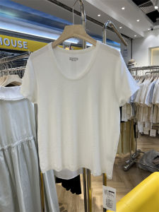 เสื้อยืดคอกลมแขนสั้นผ้าฝ้ายลายหอยหิมะ ทรงหลวม ระบายอากาศได้ดี สำหรับผู้หญิง ฤดูร้อน 2025 คอลเลกชั่นใหม่ แฟชั่นเกาหลี