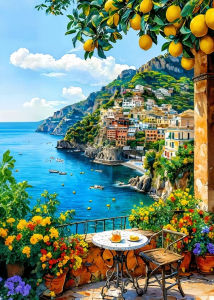 1000pcs Italian Coastline Jigsaw Puzzle -Challenging Large Puzzle for Adults & Families with Mediterranean Sea Cliffside Village