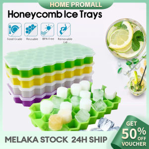 37 Grids Ice Cube Mold with Cover Silicone Ice Cube Tray Ice Cube Maker Honeycomb Shape DIY Ice Box Kitchen Tools Pembuat Ais Batu 冰块模具