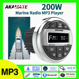 For RV Radio MP3 Media Player Boat Radio Stereo EQ Bluetooth Audio Radio FM AM Receiver Fit for Yacht ATV UTV SPA RZR