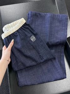 Summer Stylish Thin Old Money Style Luxury Blue Casual Pants